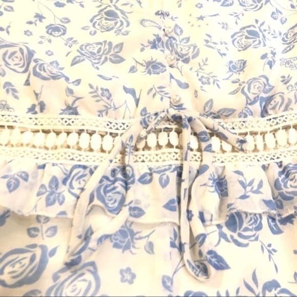 DISNEY Princess Blue Floral Ruffle Romper - Picture 4 of 7